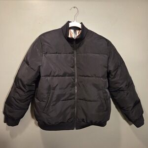 Express Reversible Puffer Jacket, Women's Size M, Black & Rose Gold Metallic
